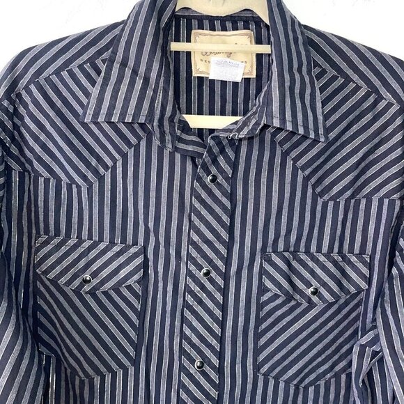Wrangler Western Shirts Snap Front Shirt Mens Large L Vintage Metallic Black - Picture 9 of 10